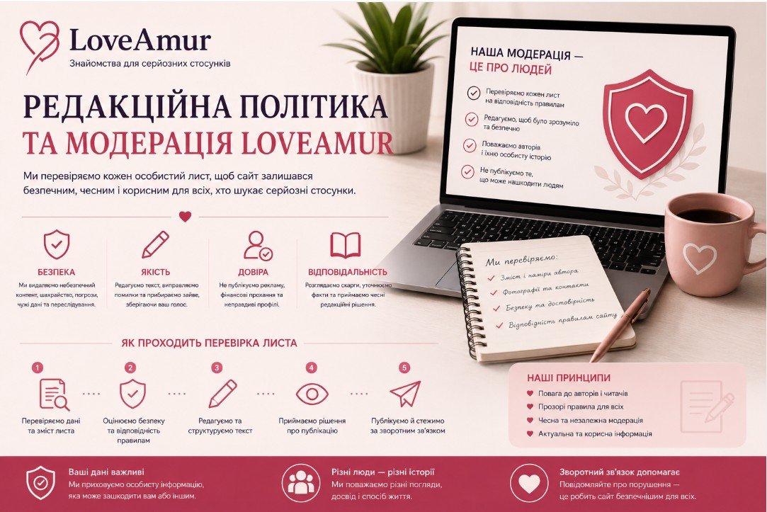 Редакційна політика та модерація LoveAmur
