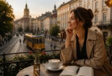 Жінка в львівському кафе під час знайомства у Львові